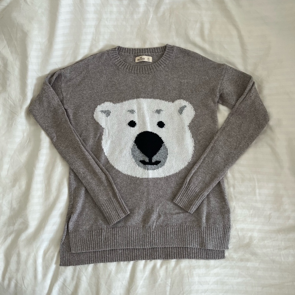 Hollister Gray Polar Bear Sweater